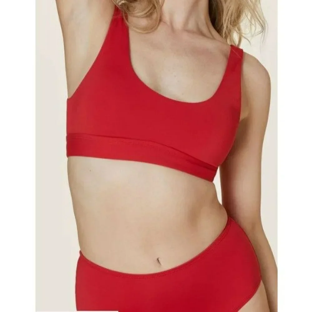 Andie Swim The Ventura‎ Red Cherry Bikini Top Swimsuit Medium